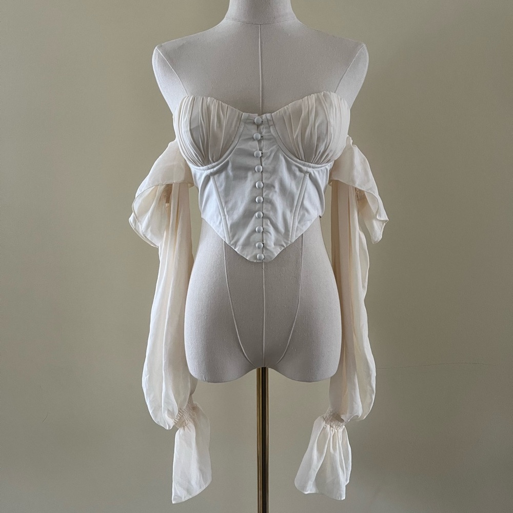 oh polly cream bustier top